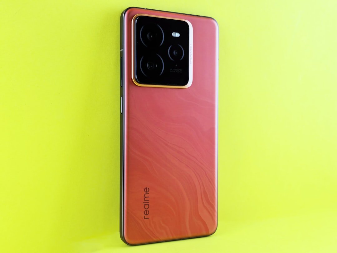 Red Android smartphone with camera array